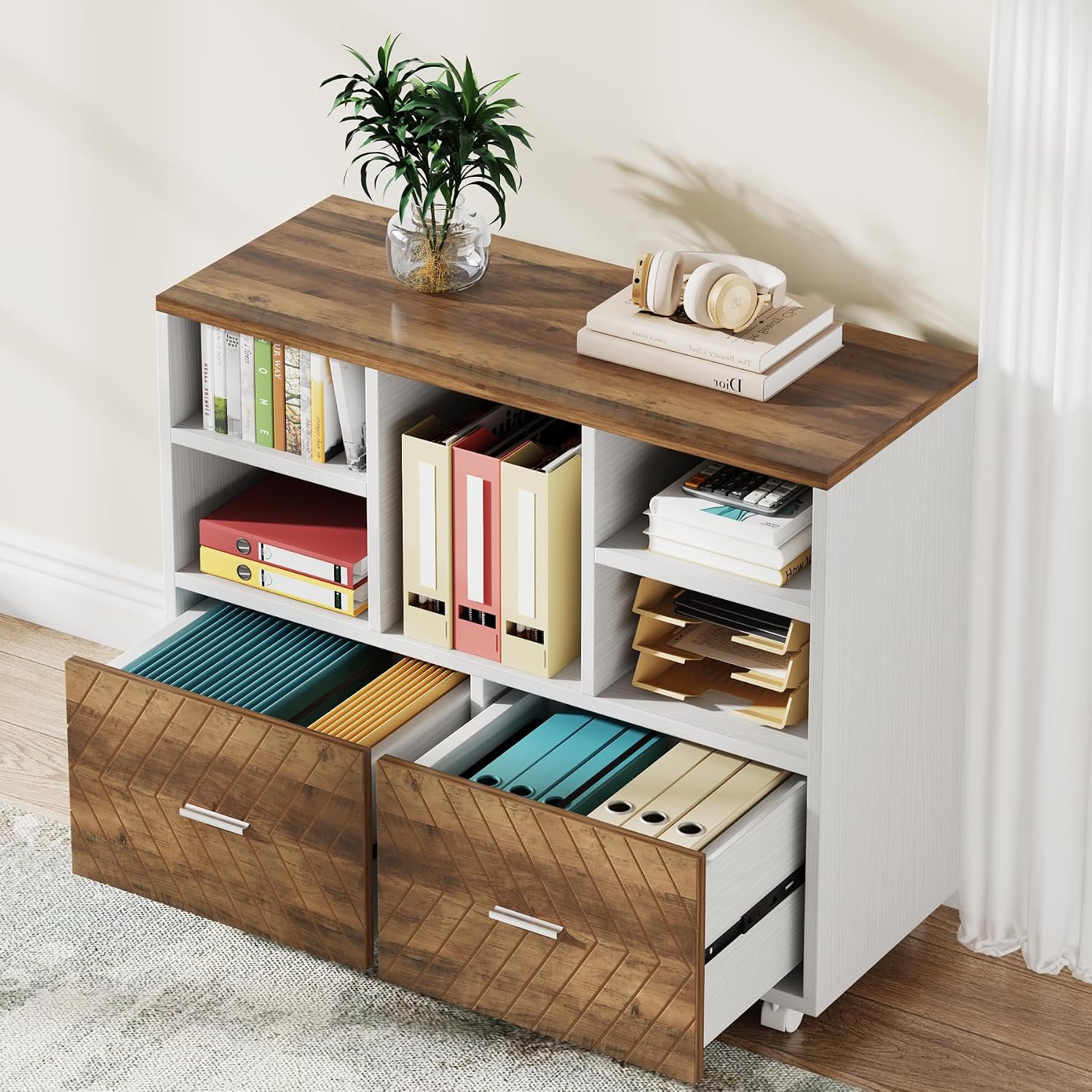 2-Drawer Wood File Cabinet, Mo - đánh giá và giá Printer Stand