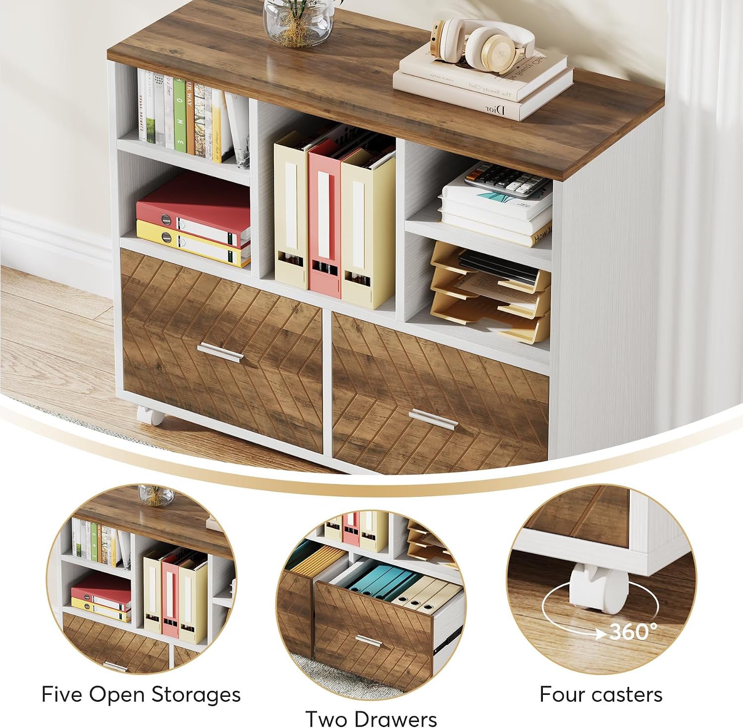 2-Drawer Wood File Cabinet, Mo - đánh giá và giá Printer Stand