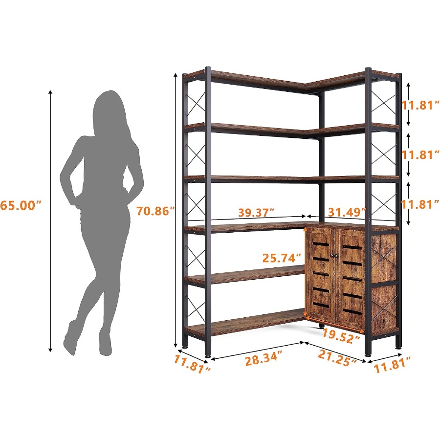 6-Shelf Corner Bookshelf for L - đánh giá và giá Bookshelf