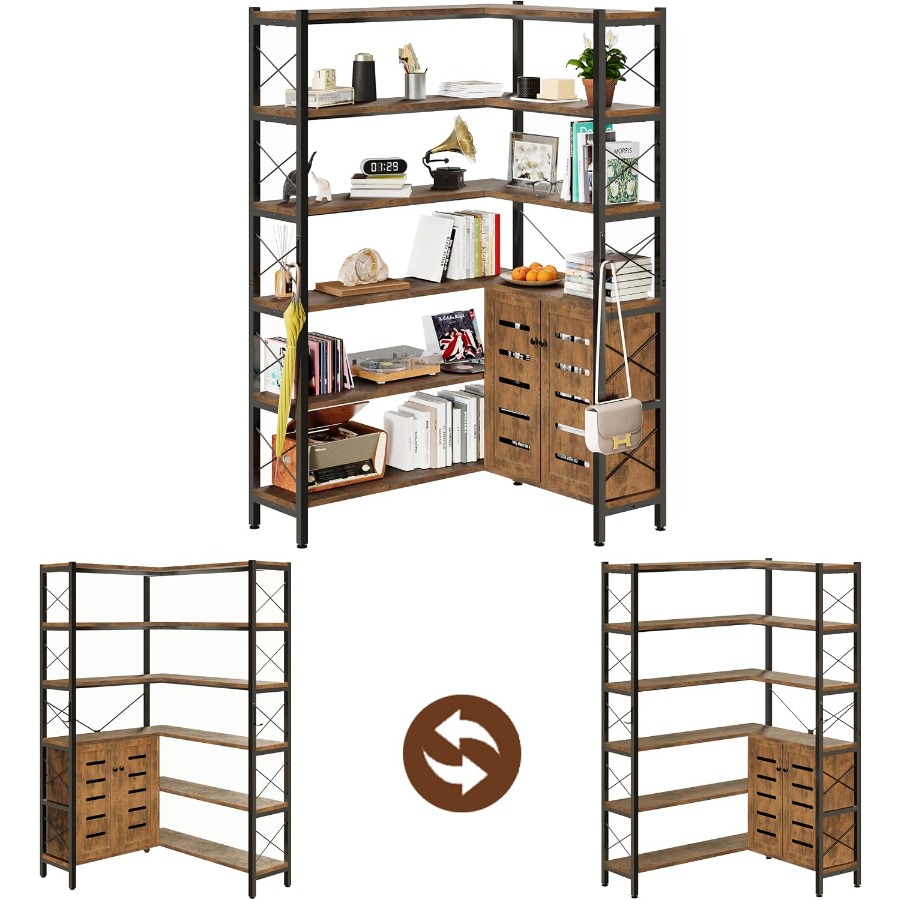 6-Shelf Corner Bookshelf for L - đánh giá và giá Bookshelf