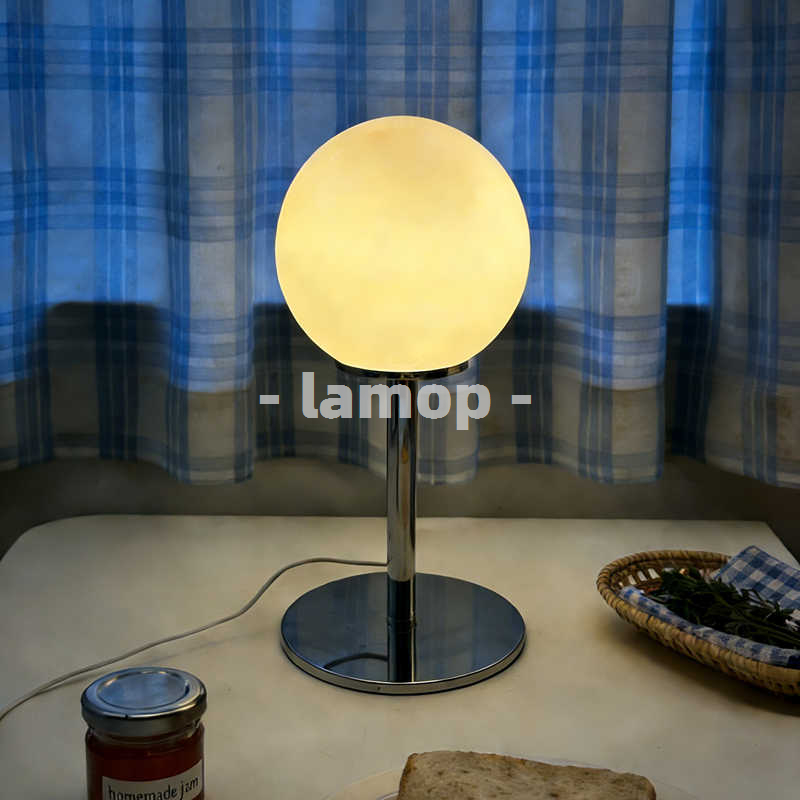 Milky White Solid Globe Chrome - đánh giá và giá Desk Lamp