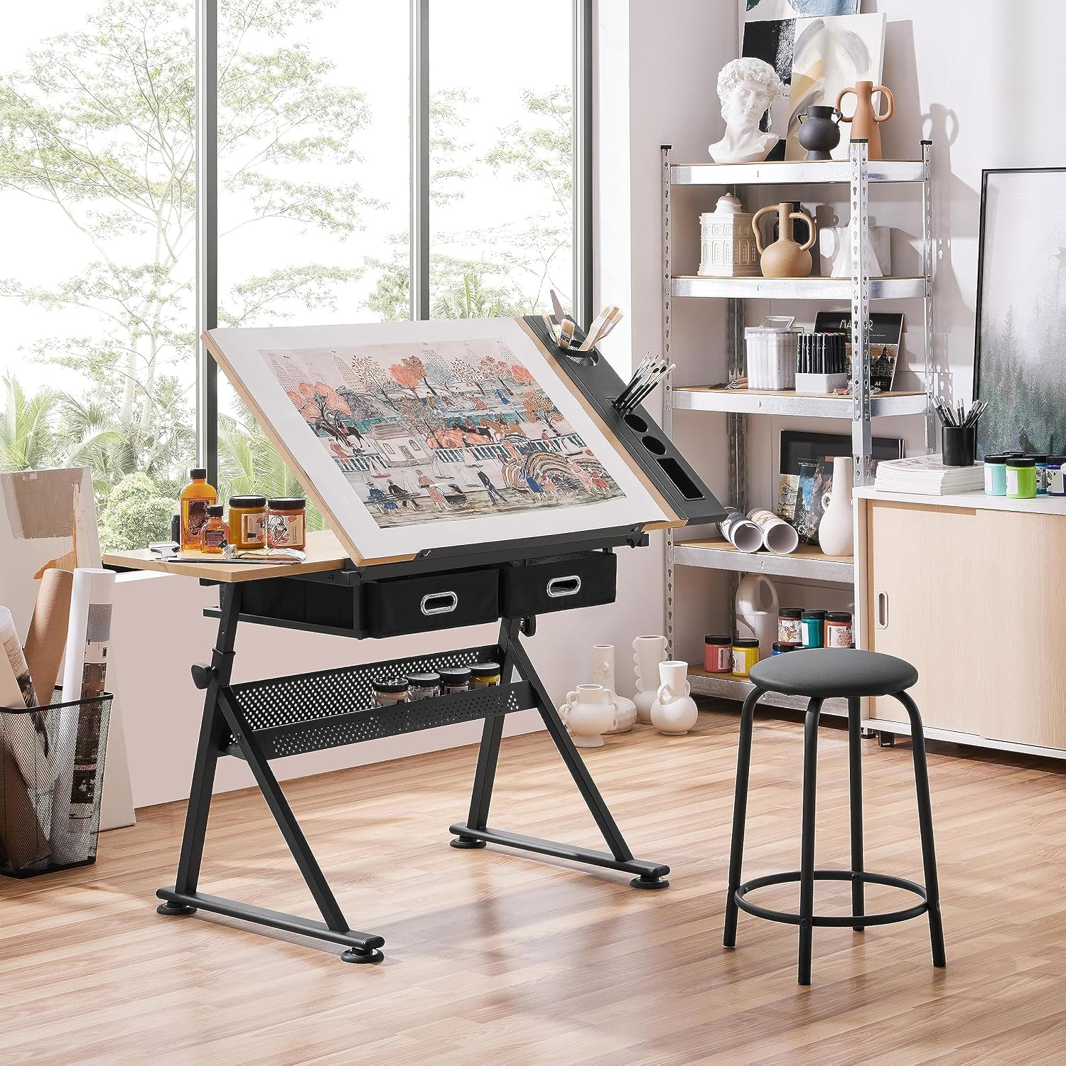 Adjustable Drafting Table Art  - đánh giá và giá Office Stool