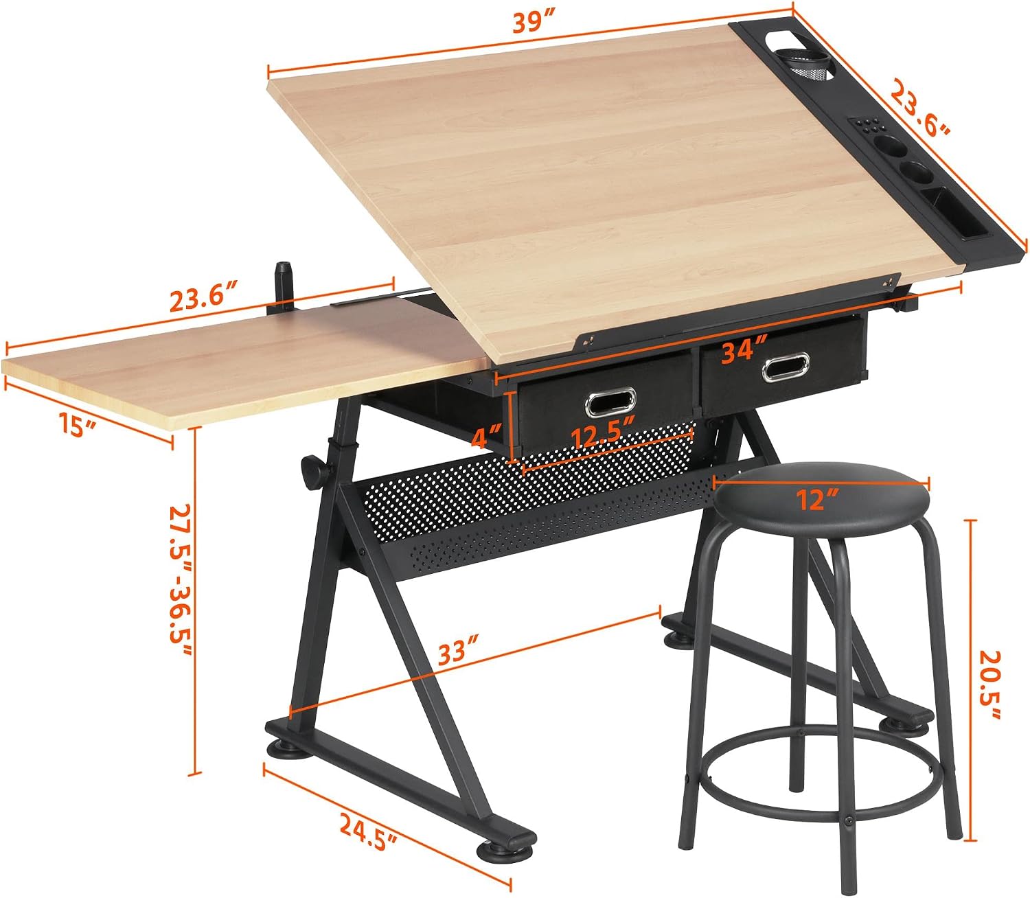 Adjustable Drafting Table Art  - đánh giá và giá Office Stool