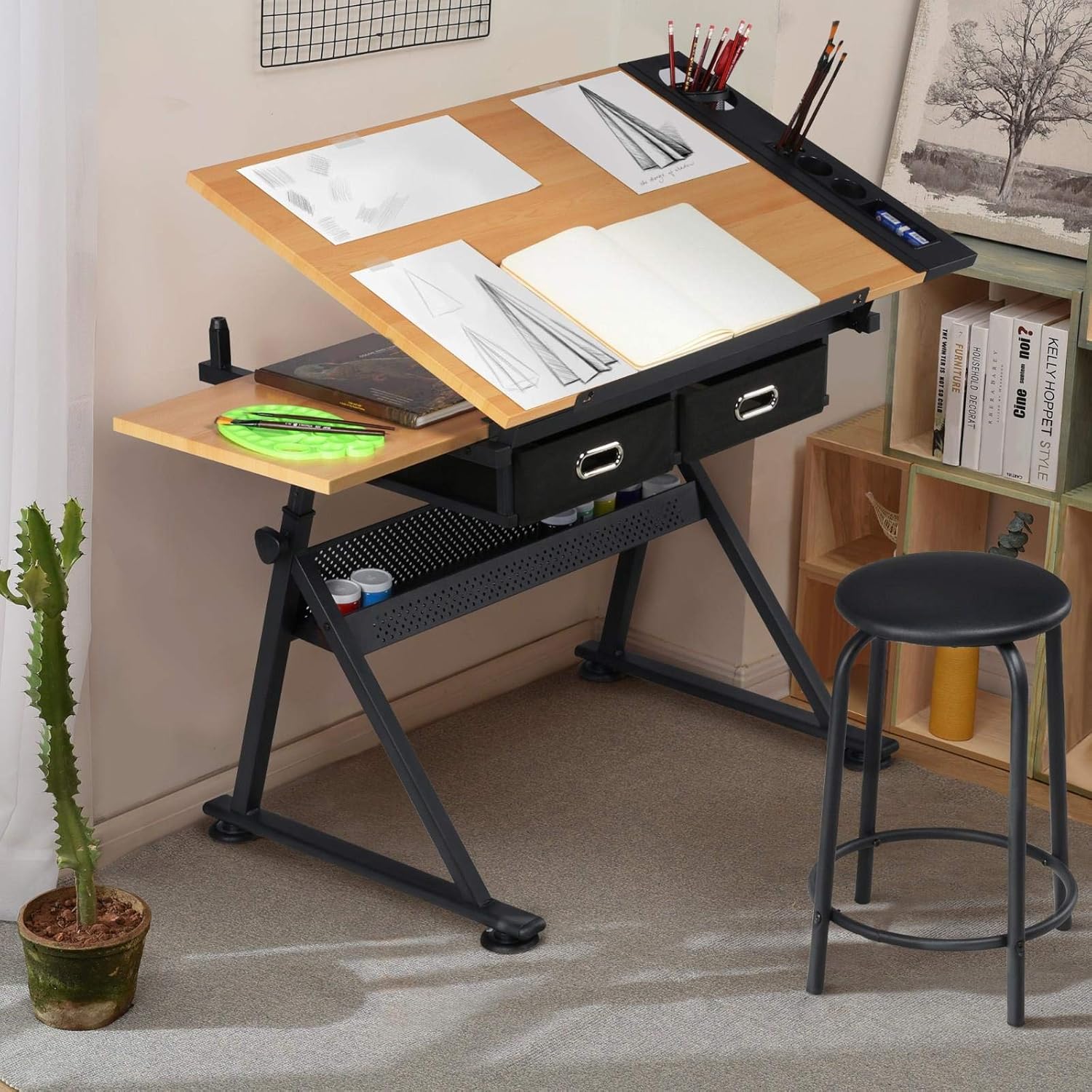 Adjustable Drafting Table Art  - đánh giá và giá Office Stool