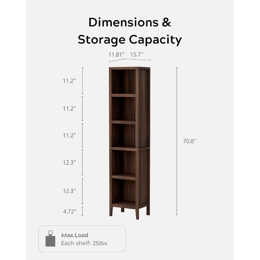 71 Tall Narrow Bookcase, 5-Tie - đánh giá và giá Bookshelf