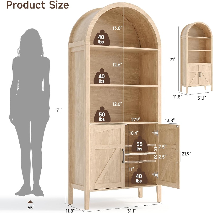 71 Arched Display Bookshelf fo - đánh giá và giá Bookshelf
