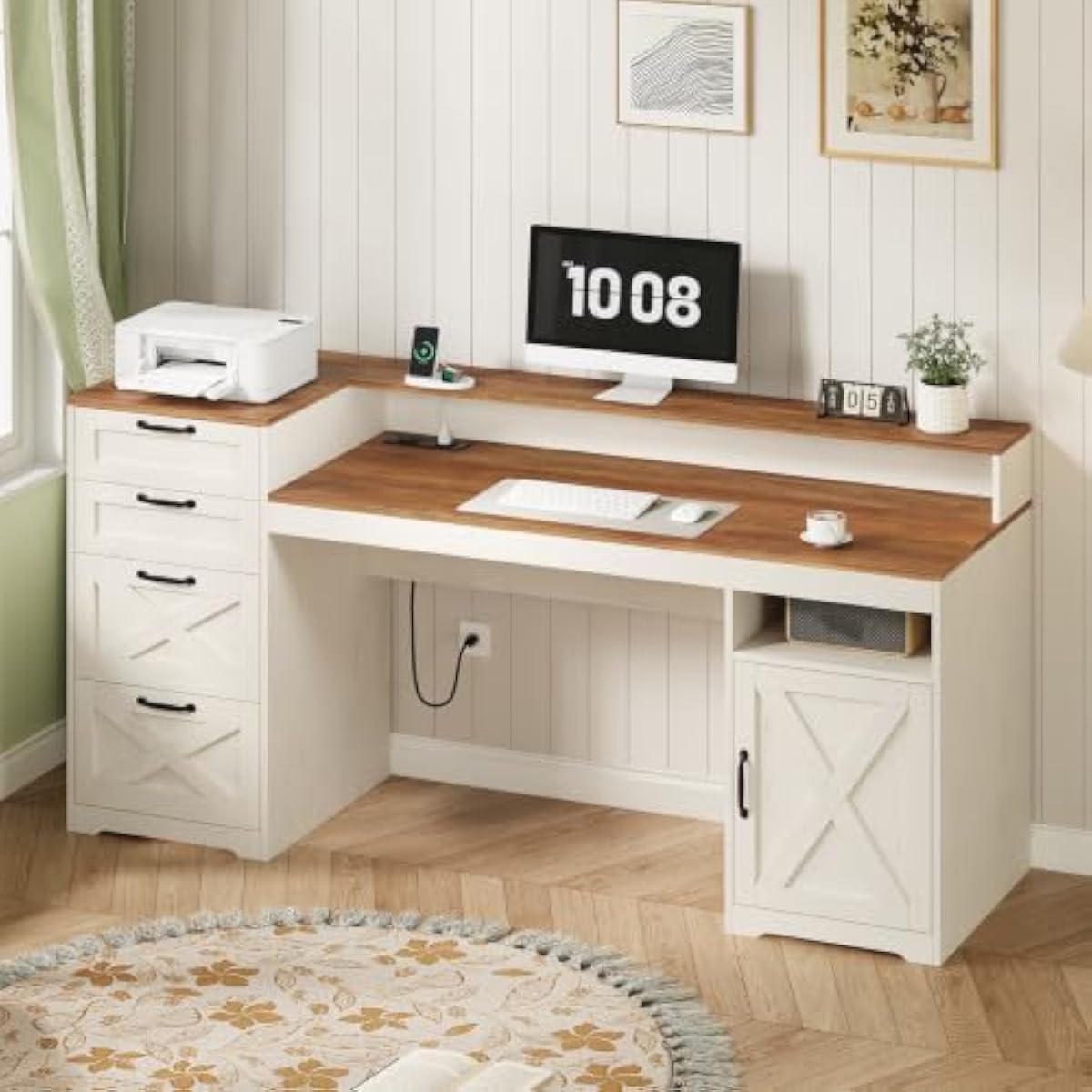 63 inch rustic white engineere - đánh giá và giá Printer Stand
