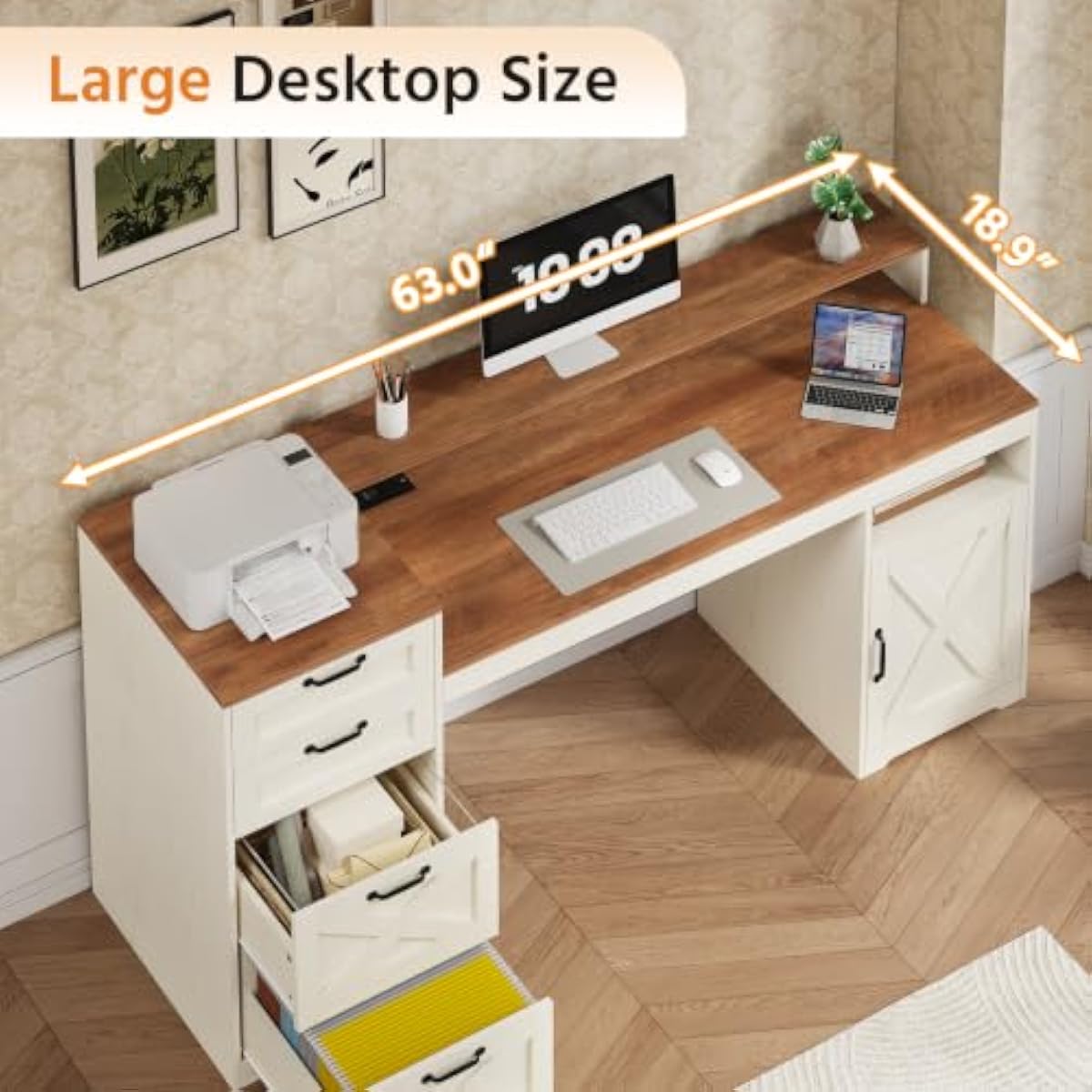 63 inch rustic white engineere - đánh giá và giá Printer Stand