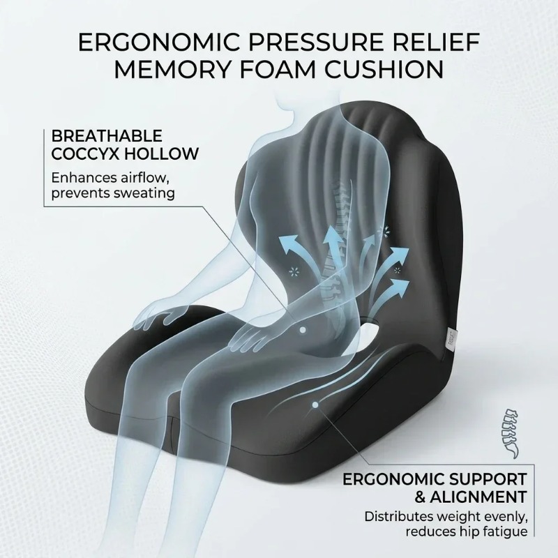 Coccyx Seat Cushion Memory Foa - đánh giá và giá Office Chair Cushion